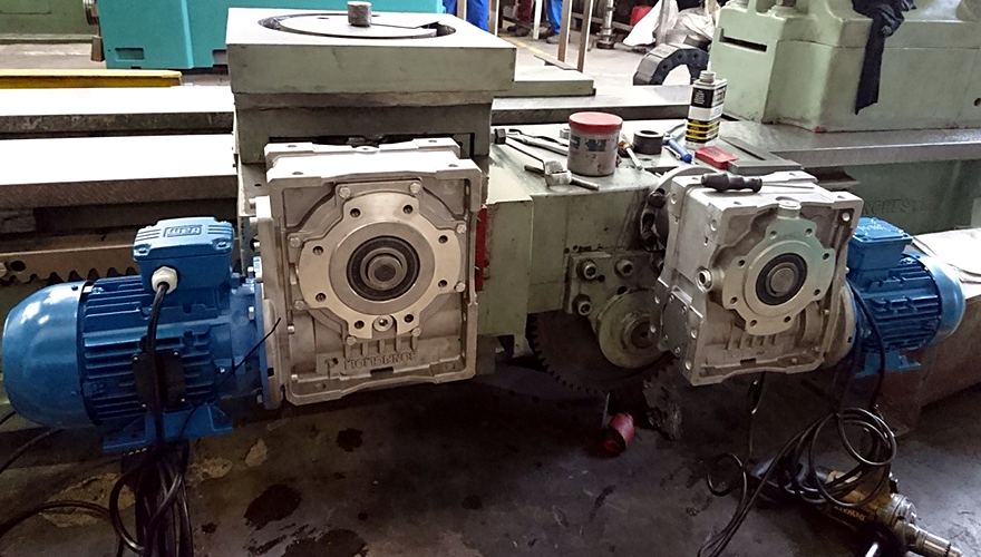 The same lathe after rebuild with new geared motors fitted